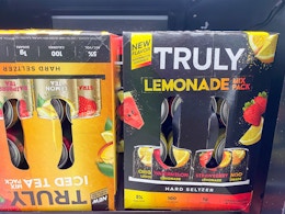 Truly lemonade 12-packs on gas station shelf