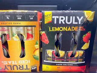 Truly lemonade 12-packs on gas station shelf