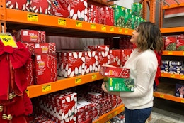 A woman shopping for after Christmas clearance at The Home Depot.
