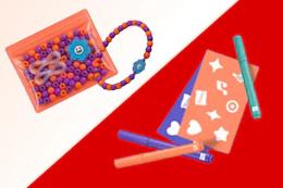 Free Hanes DIY make-and-take kit at Target, including beads for a bracelet and stencils with fabric markers