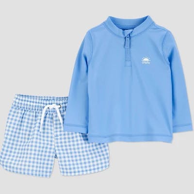 Baby Gingham Rash Guard Swim Set