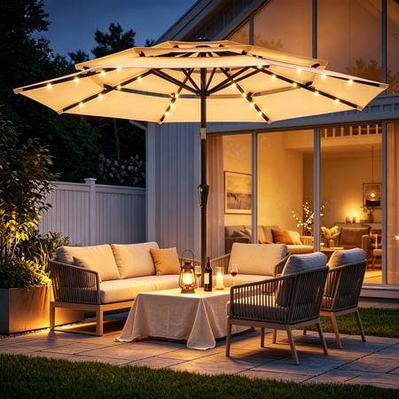 3-Tier Solar Patio Umbrella