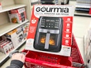 gourmia 6-quart air fryer sitting on a target cart
