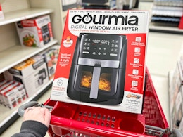 gourmia 6-quart air fryer sitting on a target cart