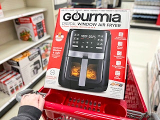 gourmia 6-quart air fryer sitting on a target cart
