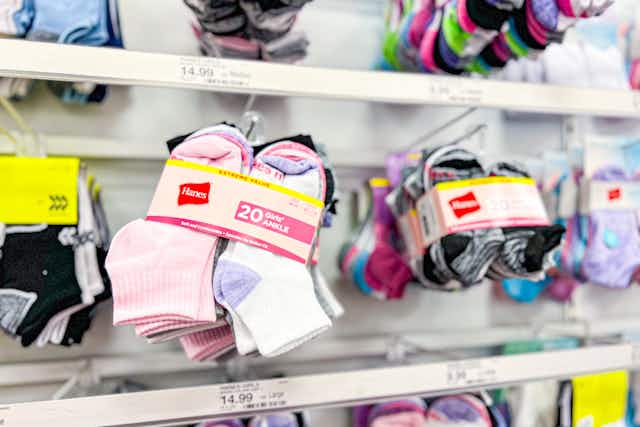 Hurry — Hanes Kids' Ankle Socks 20-Pack, Only $7.60 at Target (Reg. $15) card image