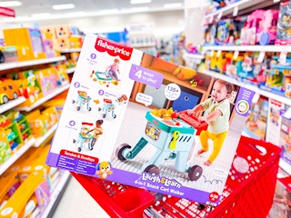 fisher-price snack cart walker sitting on a target cart