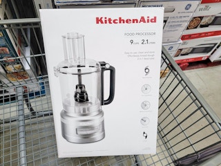 kitchenaid food processor in a cart