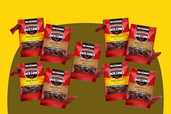 Nine packs of Jack Link's Beef Jerky in regular and teriyaki flavors