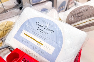 threshold bed pillows sitting in a target cart