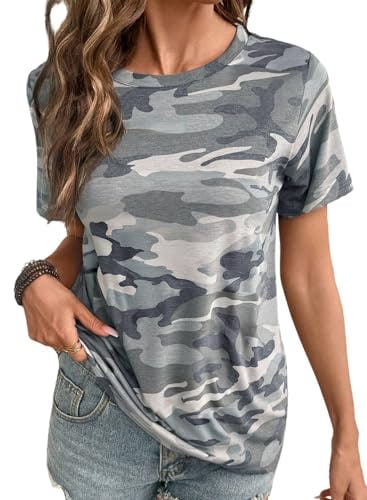 Womens Camo Print Short Sleeve Shirt