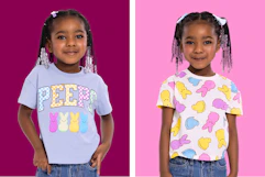 2 Peep styles in toddler shirts