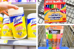 lysol wipes glue sticks markers collage