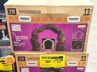 Clearance find at home depot of Home Accents Holiday 7 Foot Grave and Bones LED Twisted Souls Archway