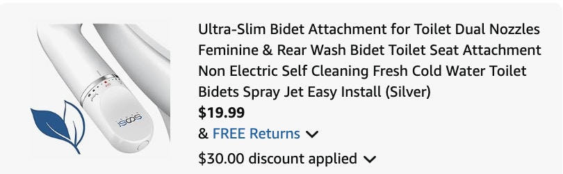 bidet Amazon receipt