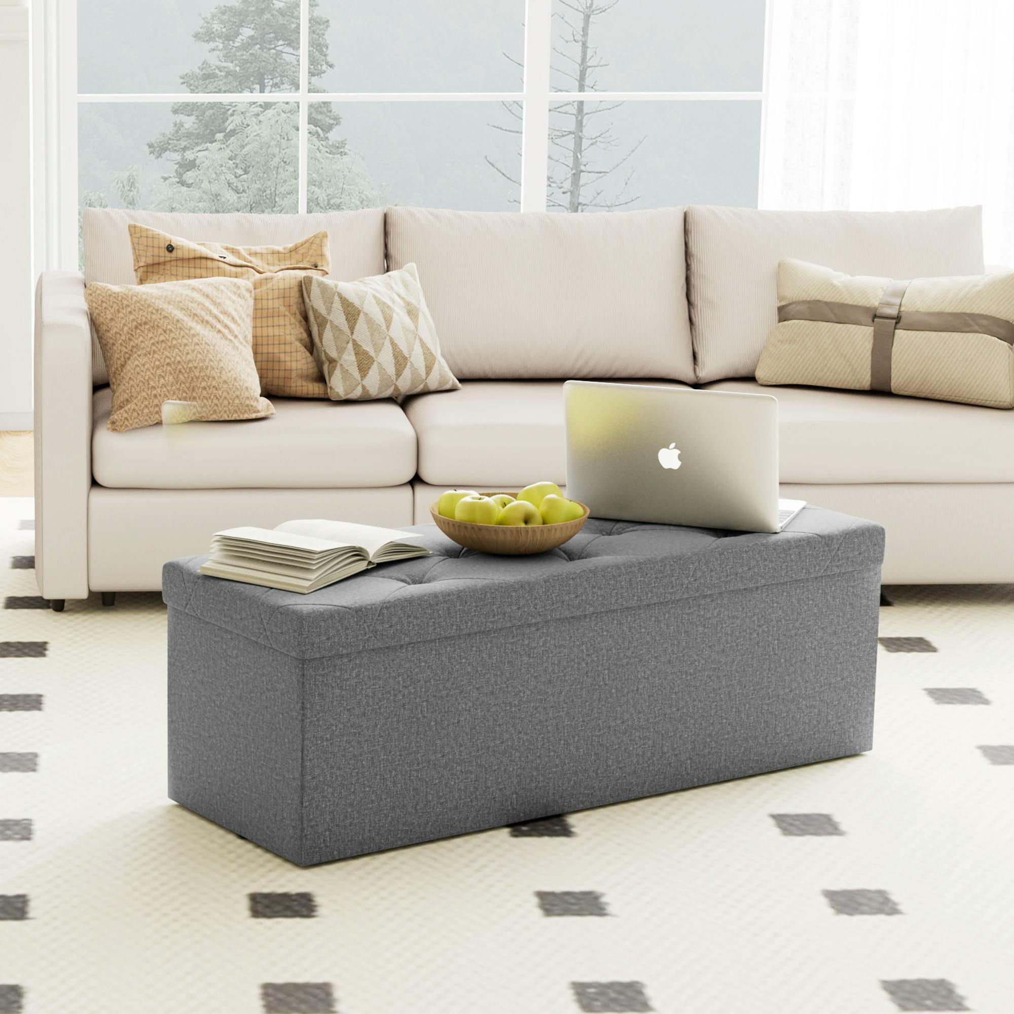 Folding Storage Ottoman Bench