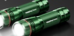 two green flashlights 