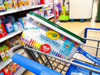 crayola crayon tub in Walmart shopping cart
