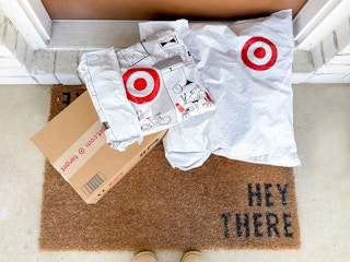 target boxes and packages outside of someone's front door