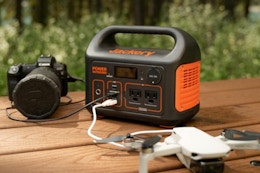 a portable power station on a wooden deck