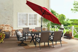 Popular Mainstays Tilting Market Patio Umbrella, Just $27 at Walmart card image