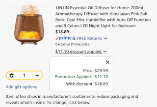 diffuser Amazon receipt