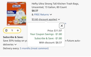 Hefty Amazon receipt