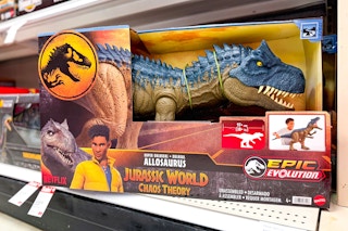jurassic world colossal dinosaur sitting on a target shelf