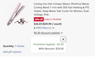curling wand Amazon receipt