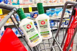 2 bactine cleansing sprays in a cart