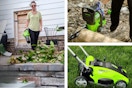 walmart greenworks lawn care tools collage