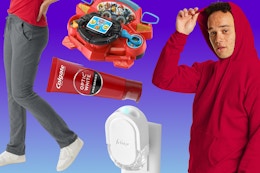 Hanes women's pants, Hanes men's hoodie, VTech Paw Patrol toy, Colgate toothpaste & Febreze plug in