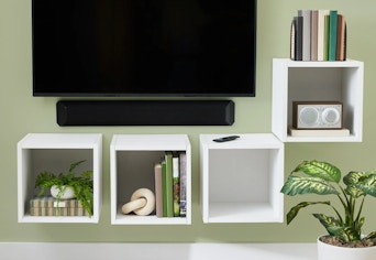white wall-mounted cubes