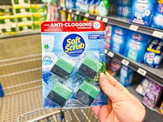Walmart in-store photo taken of Soft Scrub Tank Toilet Cleaner (held over cart)