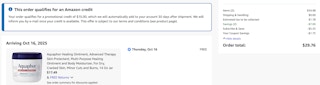 Aquaphor Amazon receipt