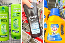 collage with axe, garnier, and arm & hammer