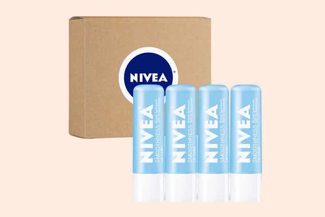 Nivea SPF 15 Lip Balm 4-Pack, as Low as $6.84 on Amazon card image