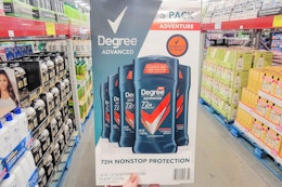 hand holding a pack of degree deodorant