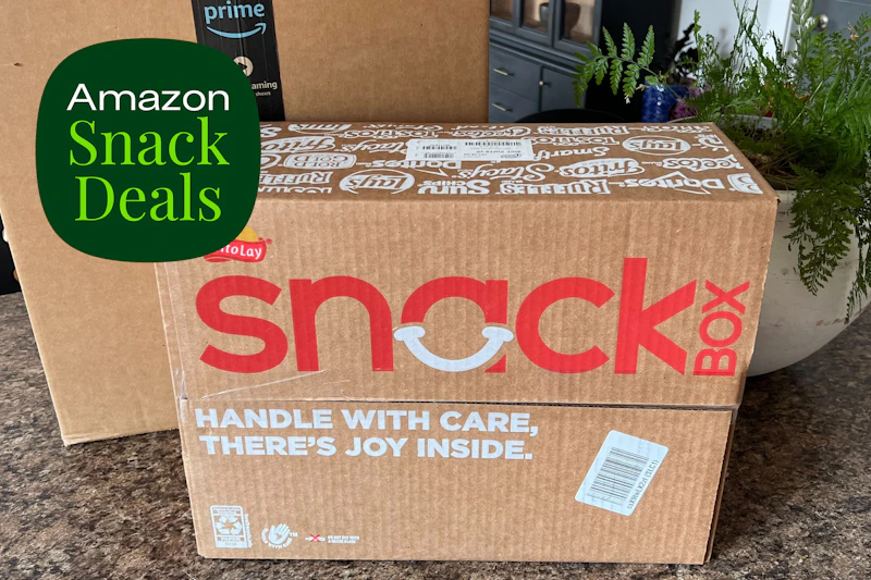 a frito lay snack box near an amazon box