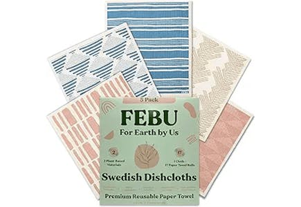 FEBU Swedish Dishcloths 5 Pack 