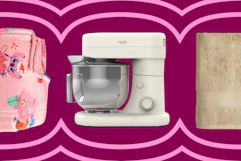 Plush blanket, stand mixer and bath towel