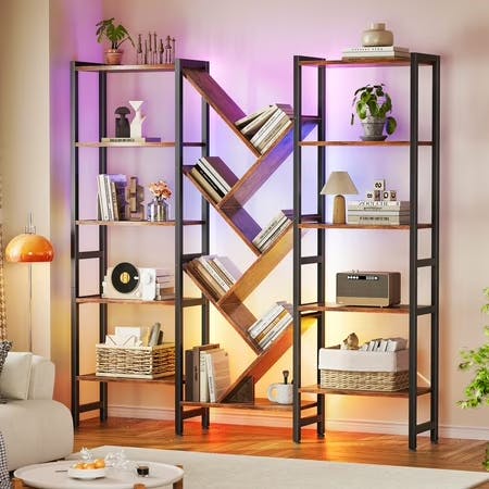 Triple 5-Tier Bookshelf