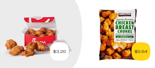 chick fil a chicken nuggets for $3.20 versus the same amount from Costco for $0.64