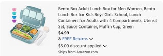 Bento box Amazon receipt