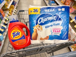 tide and charmin products in walgreens cart