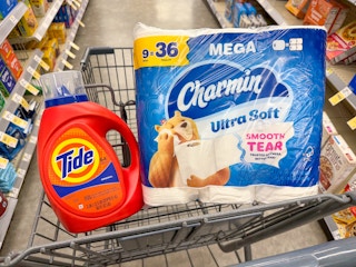tide and charmin products in walgreens cart