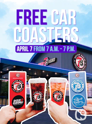 7 brew car coasters free on jackpot day april 2026
