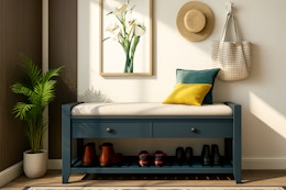 The Home Depot entryway storage bench