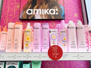 Amika haircare products on the shelf at Sephora.