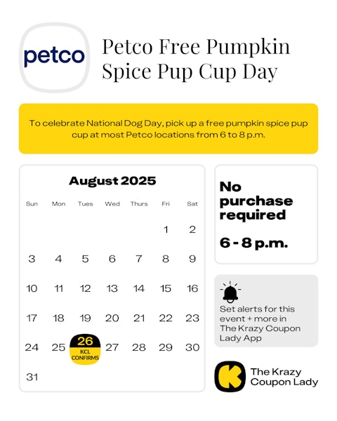 Petco Free Pumpkin Spice Pup Cup Day on August 26, 2025